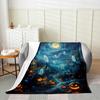 Mushroom Skull Fleece Blanket Halloween Moon Night Neon Blue Throw Blanket for Sofa Adults Mysterious Jungle Gothic Skeleton Sof