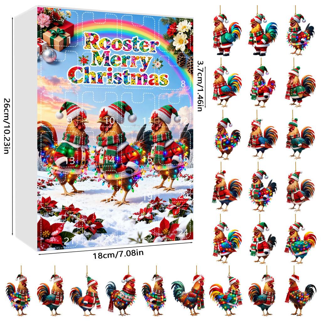 

Christmas Chicken Advent Calendar With Acrylic Hangings For Holiday Decor And Gift Giving Style I