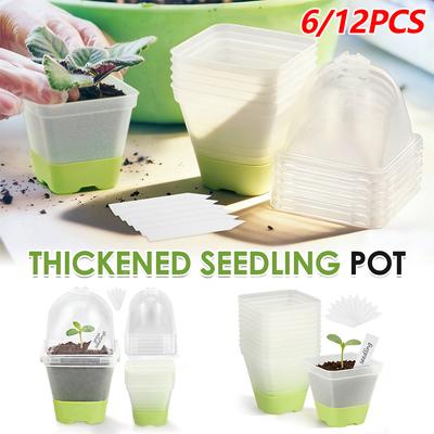 6/12 Pcs 3 Inch Clear Nursery Pot Plastic Seed Starter Pot with Reinforced Silicone Base Starter Plant Pot Gardening Accessories