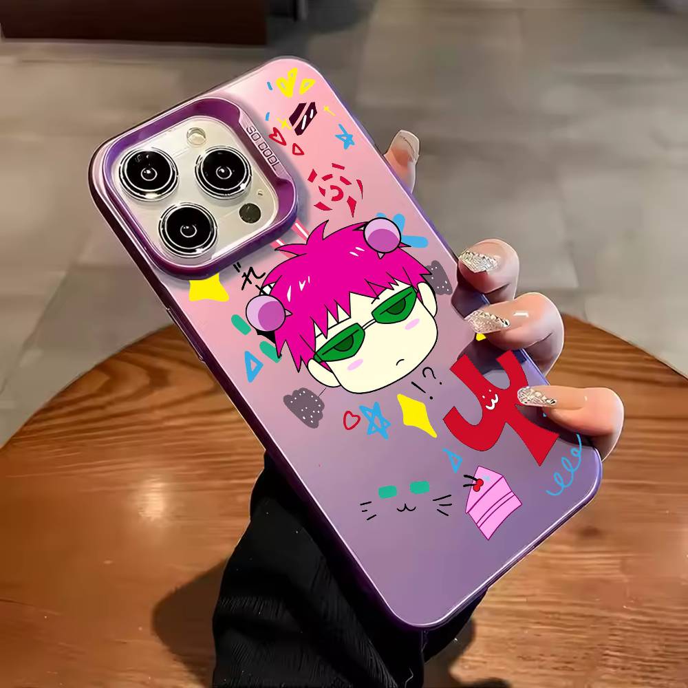 Anime S-Saiki Kusuo Phone Case Color Silver Shell For IPhone 17 16 15 14 13 12 11 Pro Max Plus