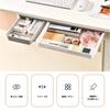 DIZLAS x D20 x Strong Easy Organize Small Storage Add-on Drawer, W10.4 H4.5cm, Adhesive, Installation, Items, Under-Desk (S, White)