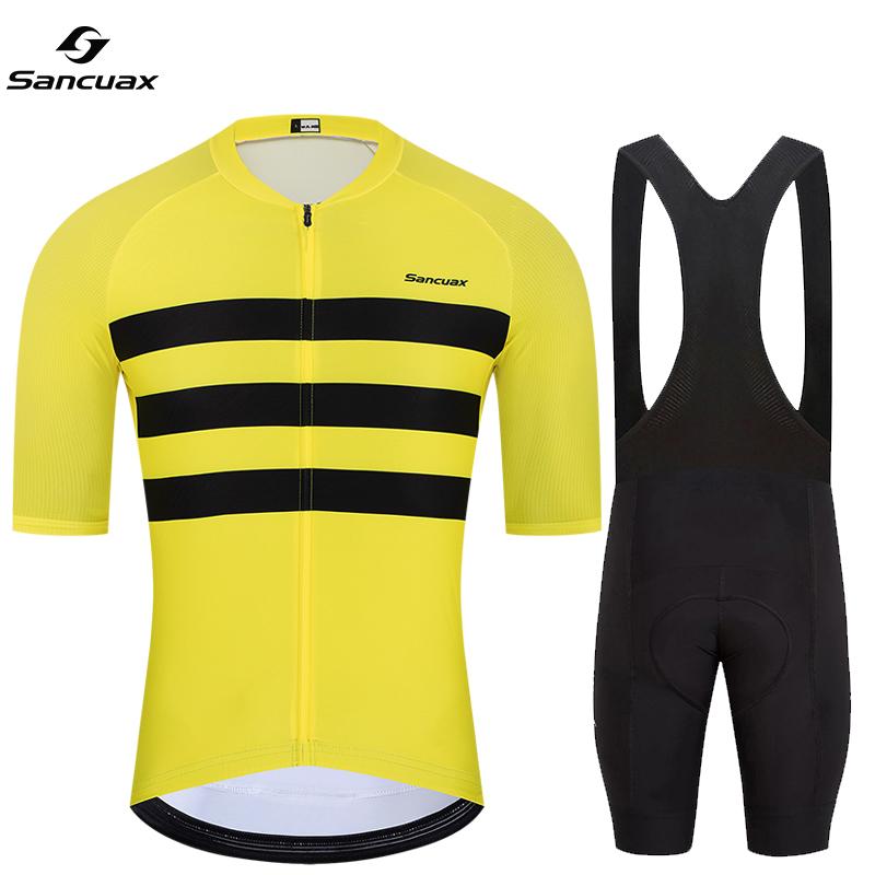 

Sancuax Men Short Sleeves Cycling Jersey Set MTB Maillot Ropa Ciclismo Summer Breathable Road Bike Cycling Clothing Bike Suits 3XL
