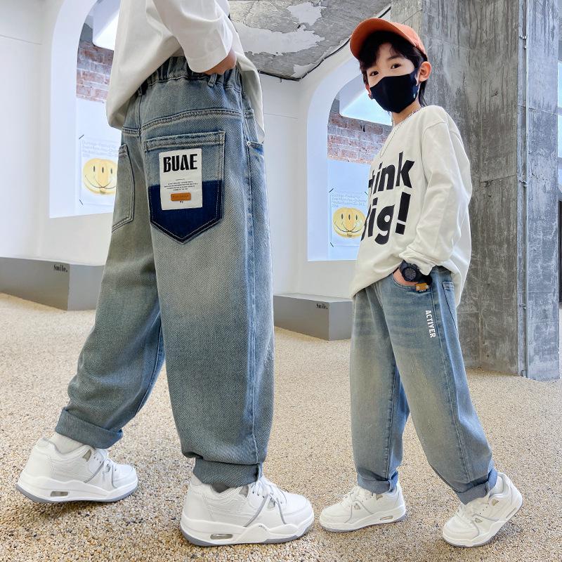 

Крутые мягкие джинсы из денима для мальчиков: Стильные спортивные брюки свободного кроя для осени 2025 170 cm