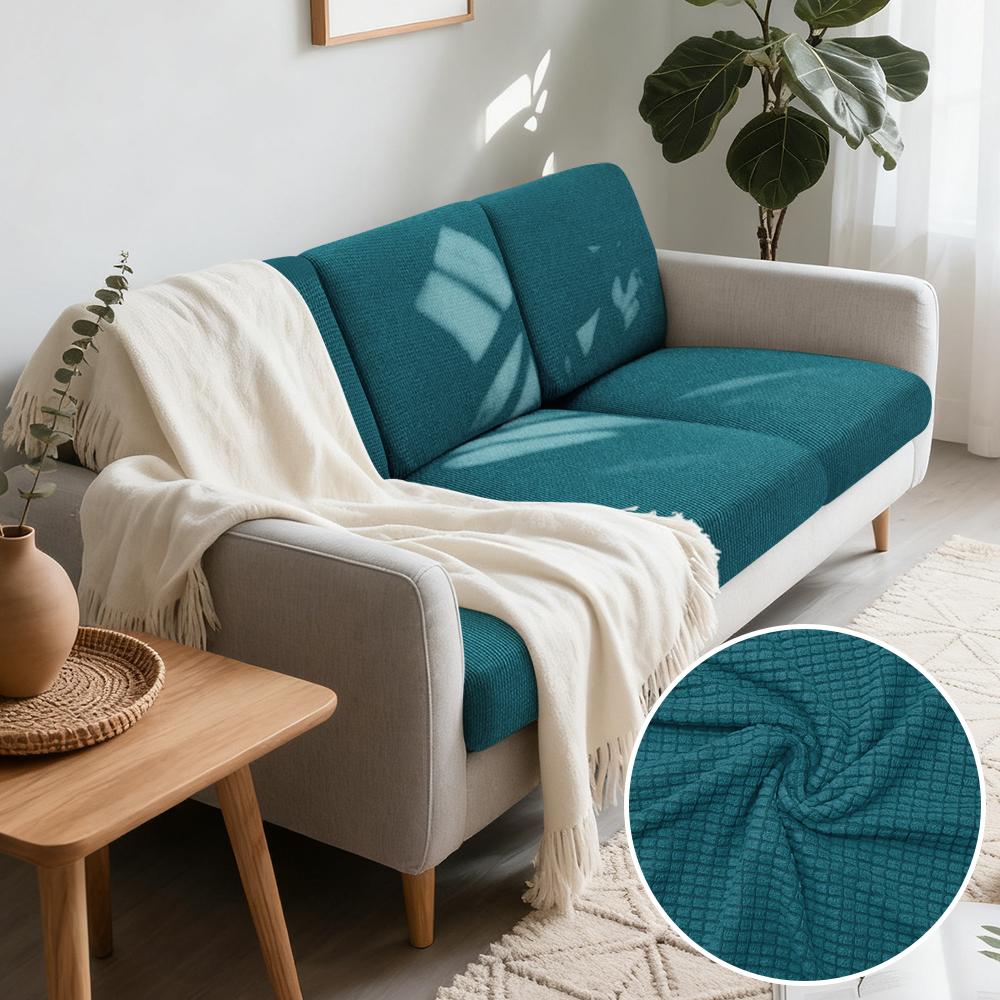 Jacquard Woven Fabric Pure Couch Fitted Covers Polar Thermal Fleece Fabric Form Fitting Sofa Seat Covers Detachable Couch Protector Furniture Cover