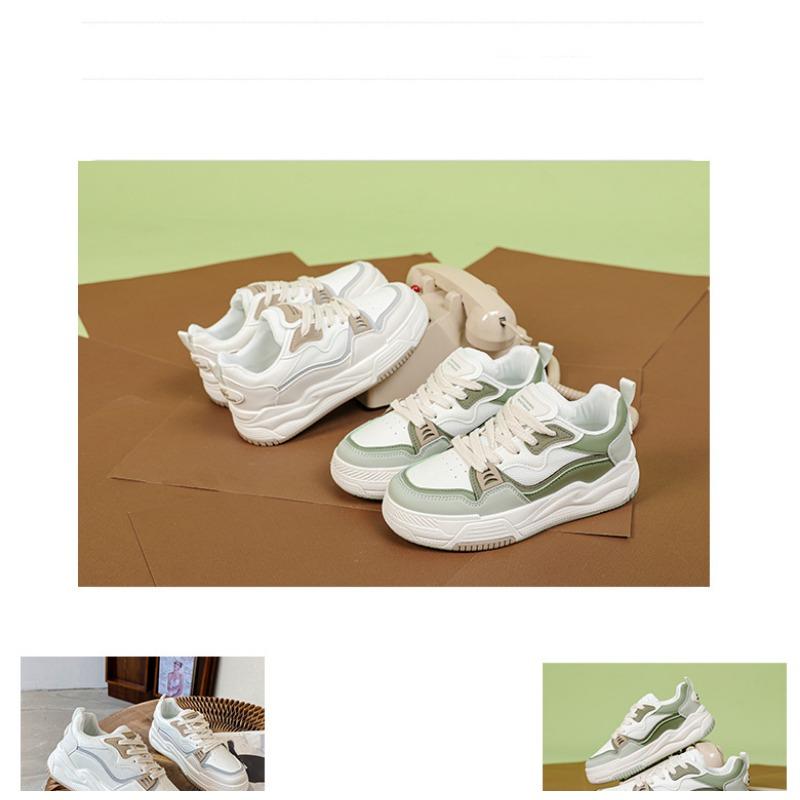 Retro Color Blocking Design Sneakers for Women's Spring Thick Soled Shoes