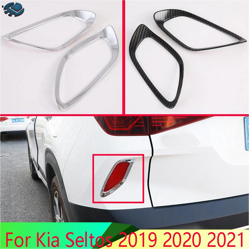 For Kia Seltos Car Accessories ABS Chrome Rear Reflector Fog Light Lamp Cover Trim Bezel Frame Styling Garnish