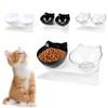 Non Slip Oblique Mouth Plastic Pet Cat Basin Dog Bowl Feeder 15 Degree Bowl with Stand Basin Oblique Mouth Double Bowl cat Bowl