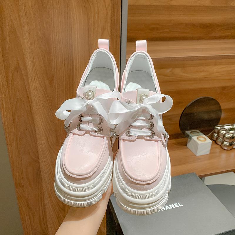 

10CM12CM ultra-high heel waterproof table deep mouth single shoes spring new round head thick sole inner height increase and thin small leather shoes 40