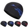 Adult Black Printed Fabric Swim Cap for Hot Springs