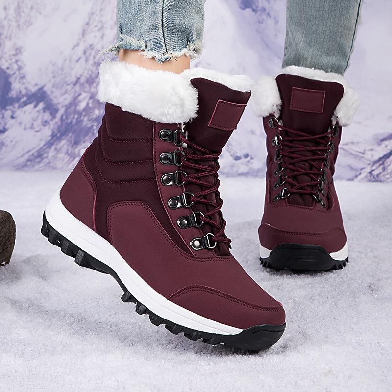 Fashion New Thick-Soled Snow Boots For Men Women Couples Outdoor Casual Shoes Plus Velvet Thickened Snow Boots For Elderly Cotton Boots