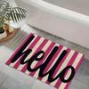 Pink Hello Non-Slip Floor Mat Absorbent Washable Decorative Area Rug for Entrance Home Bathroom Outdoor Camping