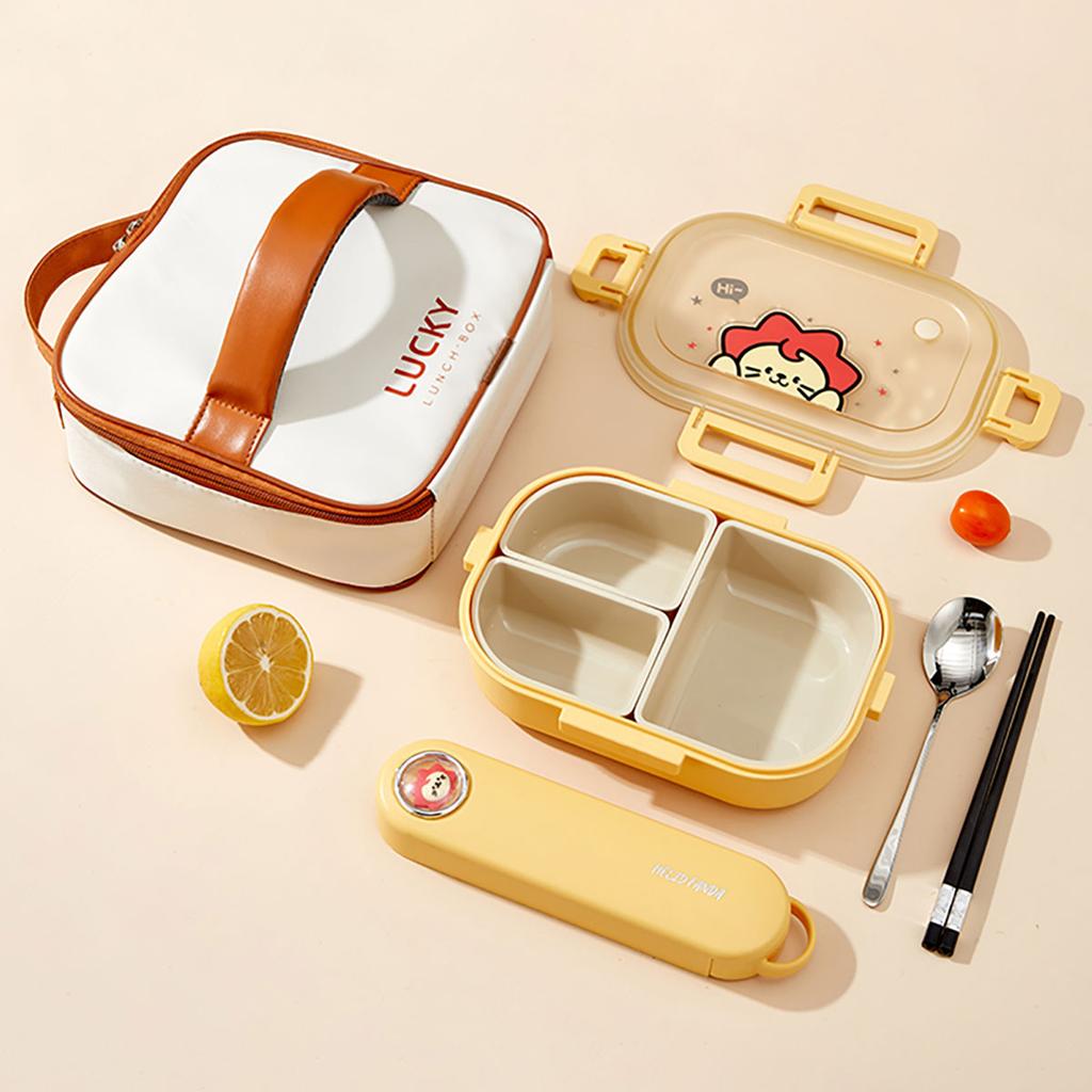 Detachable 3 Compartments Plastic Lunch Box For Kids School Picnic Portable Leak-proof Cartoon Fruit Bento Box Microwave Safe