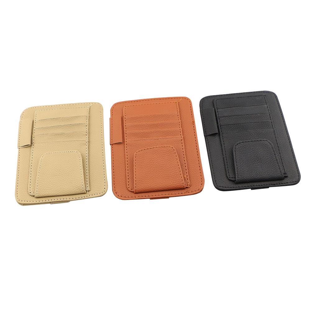 Car Sun Visor Organizer Multi-Pocket Business Card Storage Management Sunglasses Holder Visor Accessories Auto Interior