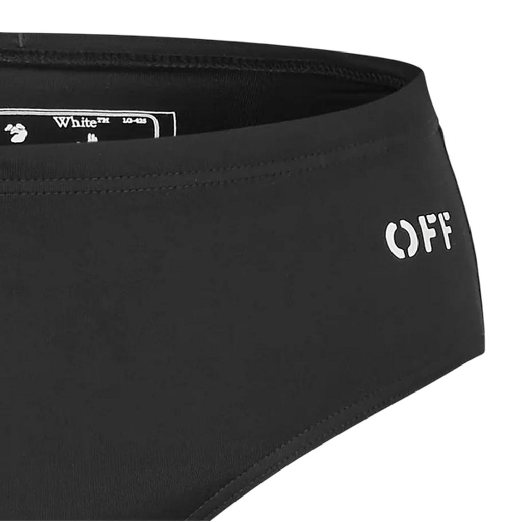 Cueca de Natação Masculina Off White com Logo de Flecha Corte Regular