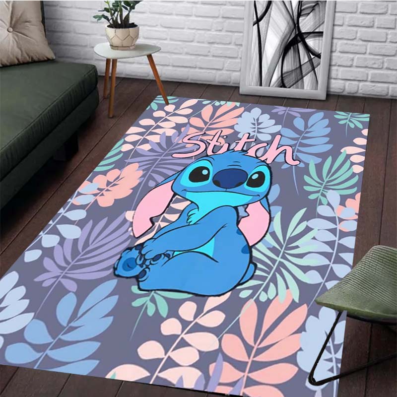 Stitch Is Holding Carpet with Floral Patterns - Non-slip Kitchen and Outdoor Carpet Home and Bedroom Decorations Birthday Gifts