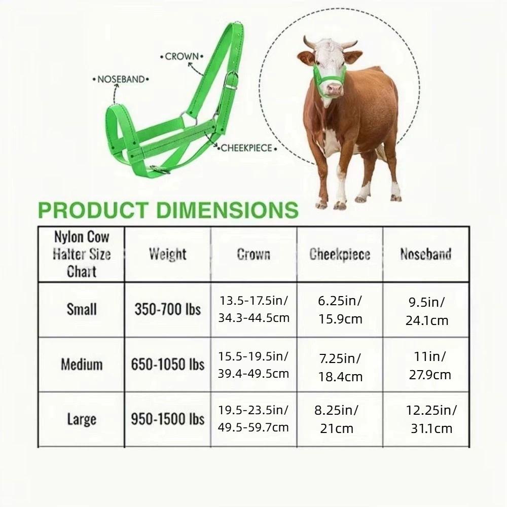 Plush Nylon Cow Halter Adjustable Animal Training Harness Halter Lead Rope Set Farm Use