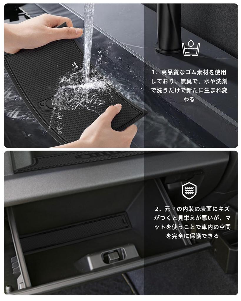 LANGBEAN Interior Rubber Mats for Suzuki Jimny Door Pocket Scratch and Noise Set of 8 JB64W/JB74W, Non-Slip Mats, Prevention, (Black)