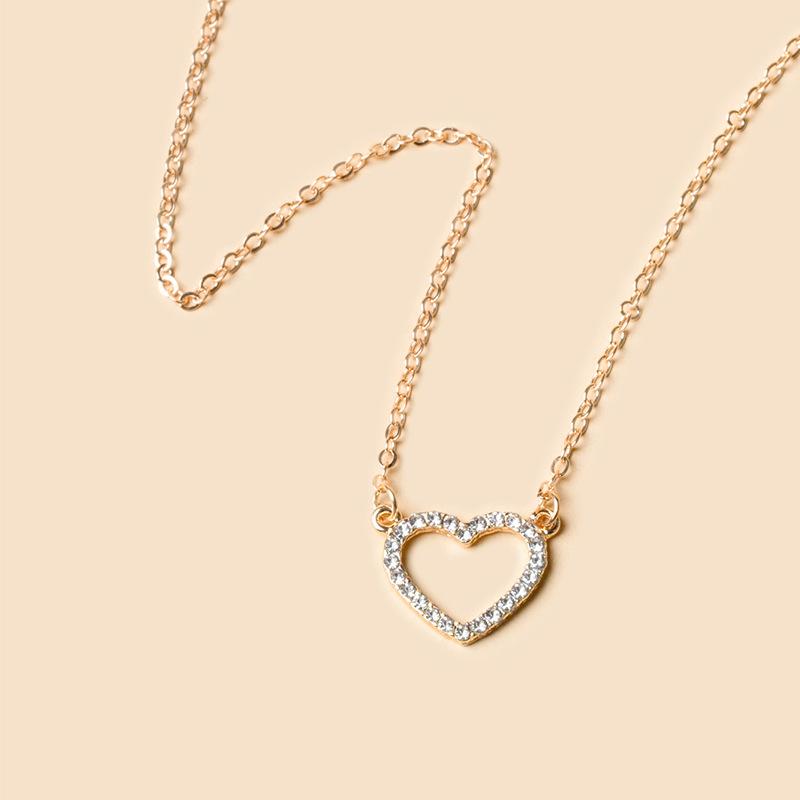Accessories Versatile Hollow Diamond-encrusted Love Necklace Fashion Stacked Multi-layer Alloy Wind Accessories