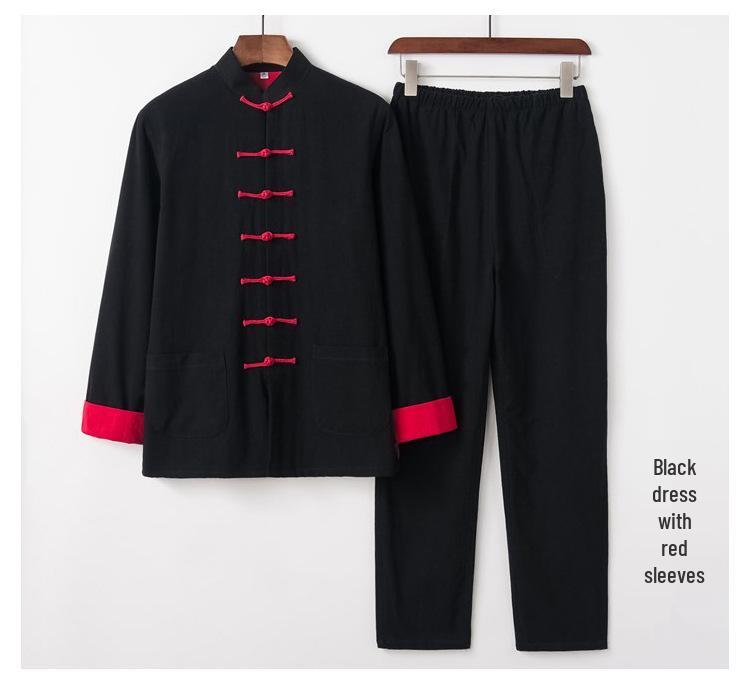 Herren Baumwolle Leinen Hanfu Tang Anzug: Zen-inspirierte Damen-Oberbekleidung mit Froschknöpfen für Frühling und Herbst.