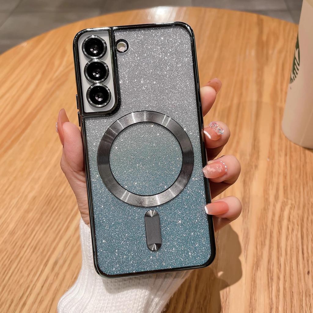 Samsung S24U Gradient Phone Case CD Pattern Galaxy S25 Ultra Magnetic 210 Plating Case S23PLUS Suitable