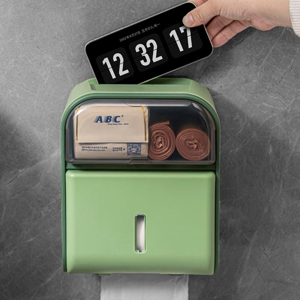 Waterproof Wall-Mounted Tissue Box No-Drill Draw Tissue Box Toilet Paper Holder  Bathroom