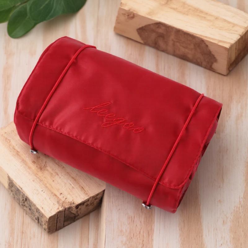 

Портативная водонепроницаемая складная косметичка, дорожный органайзер для хранения, несессер для туалетных принадлежностей, набор для мытья и ванных принадлежностей, держатель для кистей для макияжа красный