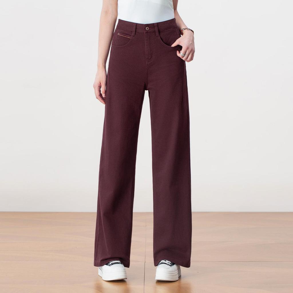 Damen Drapey Weiße Lässige Baumwollhosen: 2025 Herbst Hochtailliert, Locker, Schlankmachend, Gerades Bein, Weites Bein Lange Hose
