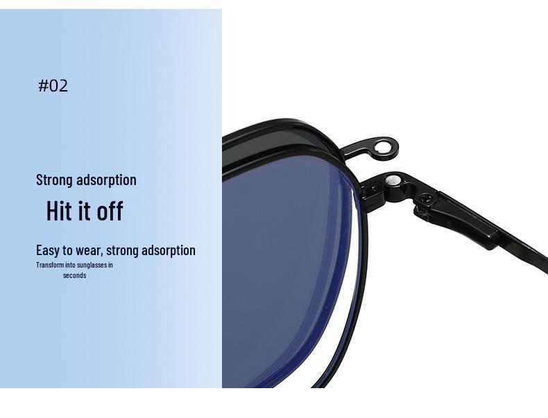 New Women's Metallic Blue Light Sunglasses with Three-in-One Magnetic Clip-On Set - Polarized Outdoor Sunglasses Unisex