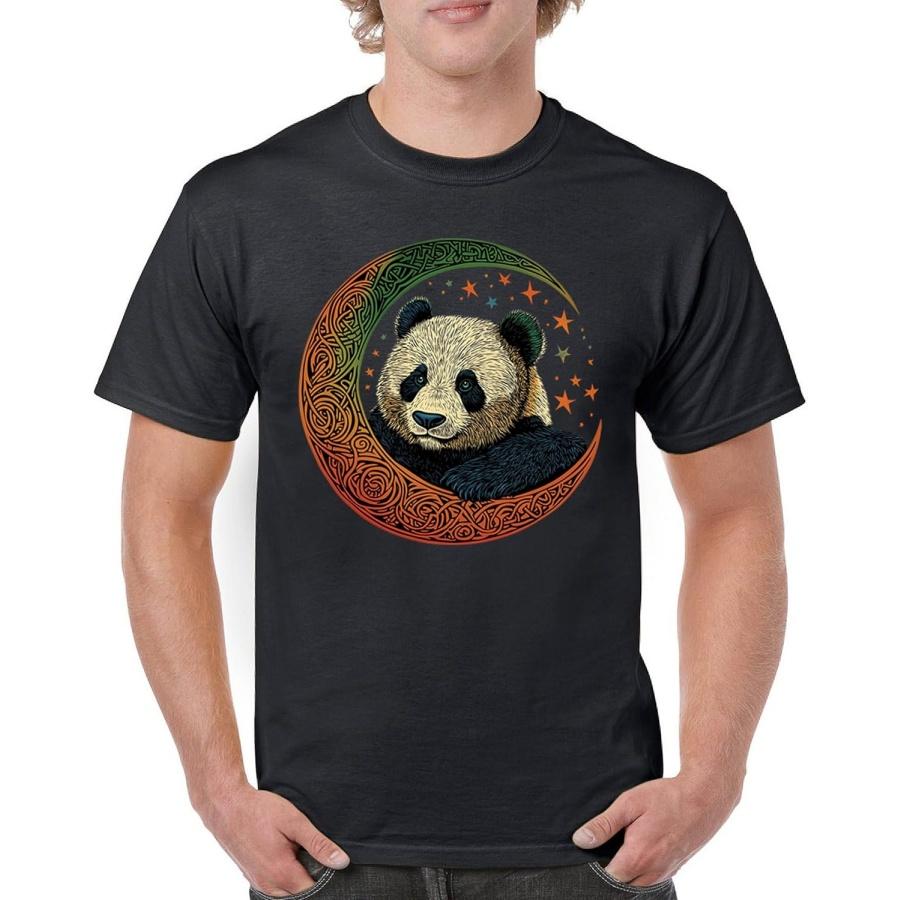Кельтская Лунная Панда Мужская Футболка Мирный Дух Животного Мистическая Дикая Природа Очаровательная Лунная Природа Нордическая Вальхалла Мужская Футболка S