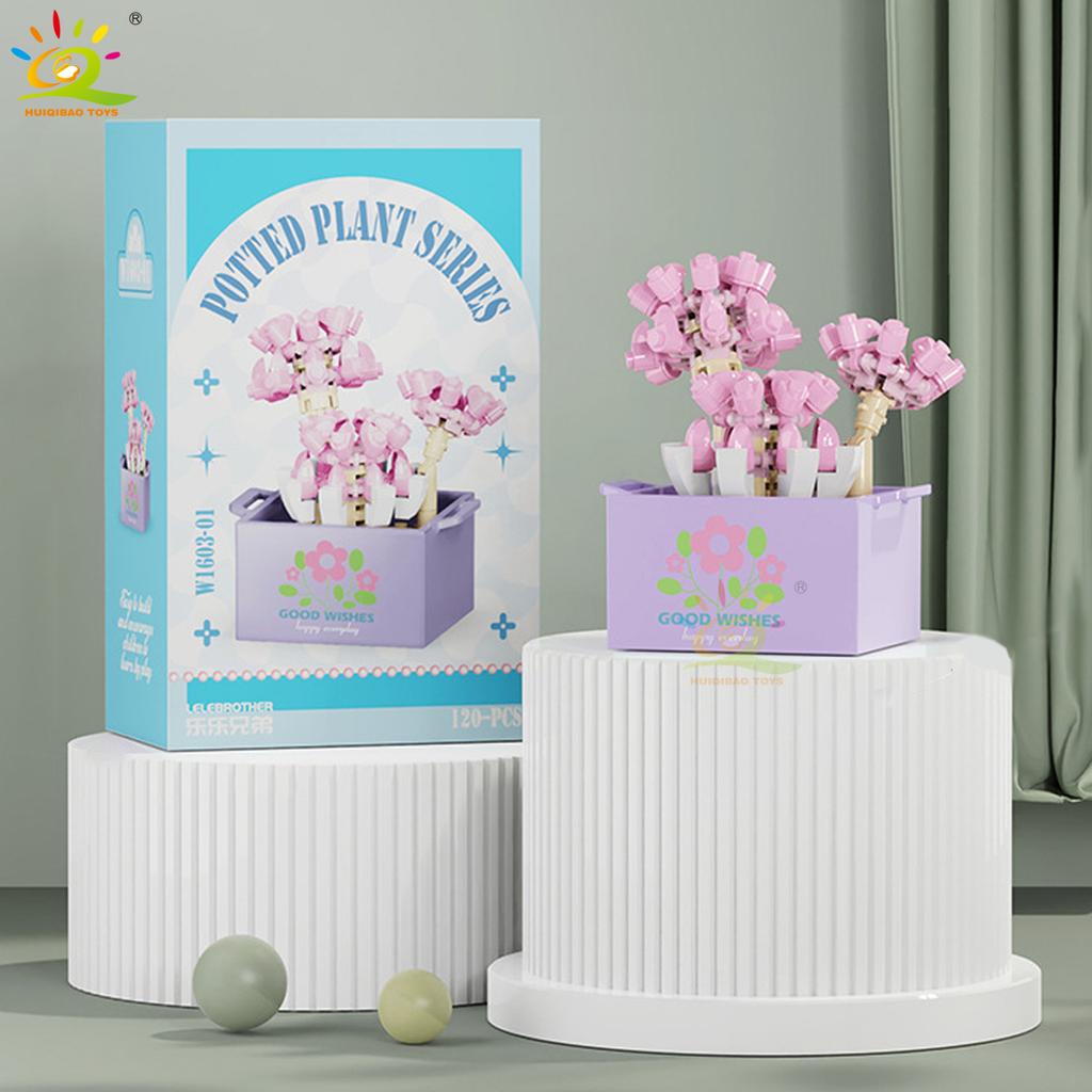 MOC Blume Sukkulente Topfpflanze Modellbaustein DIY Ewiger Strauß Zuhause Schreibtisch Pflanzen Dekoration Ziegel Mädchen Geschenk Kinderspielzeug