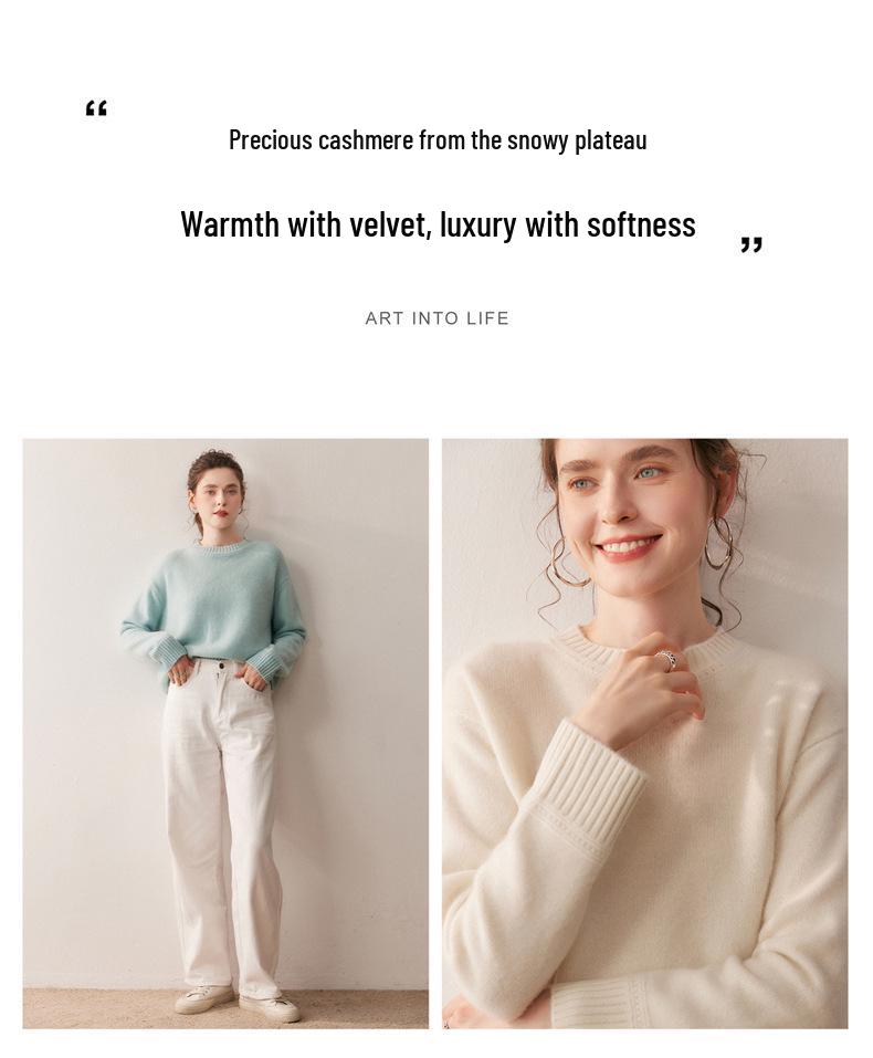 Women's Thickened Cashmere Loose Knit Sweater with Vertical Stripes and Hollow Round Neck - Autumn/Winter 2025 Collection