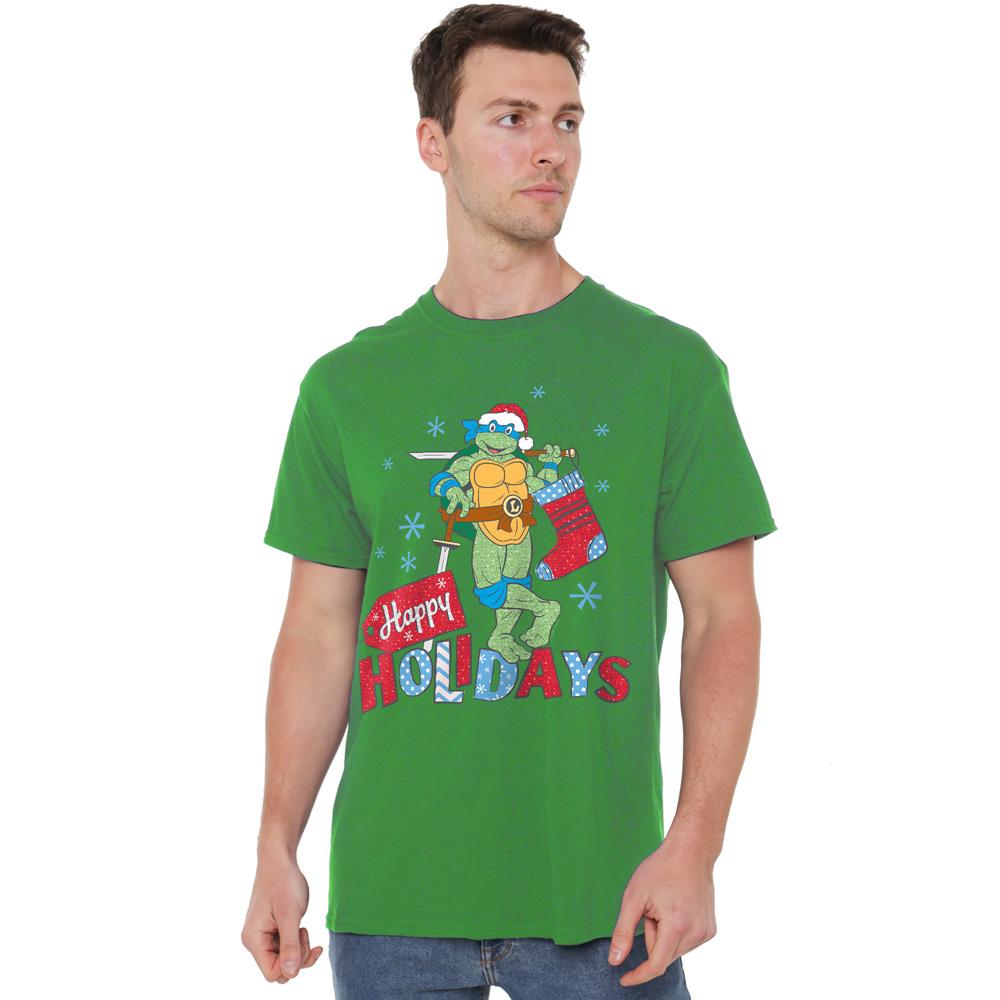 Teenage Mutant Ninja Turtles Mens Happy Holiday Sparkle Christmas T-Shirt