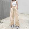 High Street Workwear Pants for Women, New Style Loose Fit Straight Leg Wide Leg Cargo Pants with Large Pockets, Retro Casual Wide Leg Trousers, Trendy
