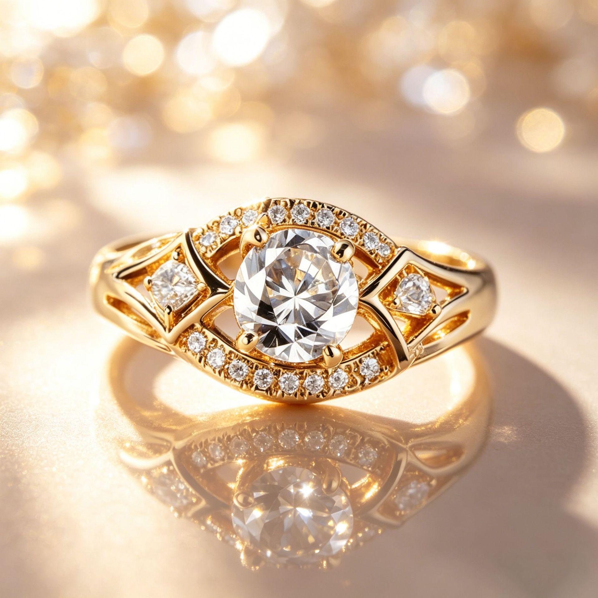 Yanbai Elegant Geometric Hollow Zircon Women s Fashion Ring Size 9