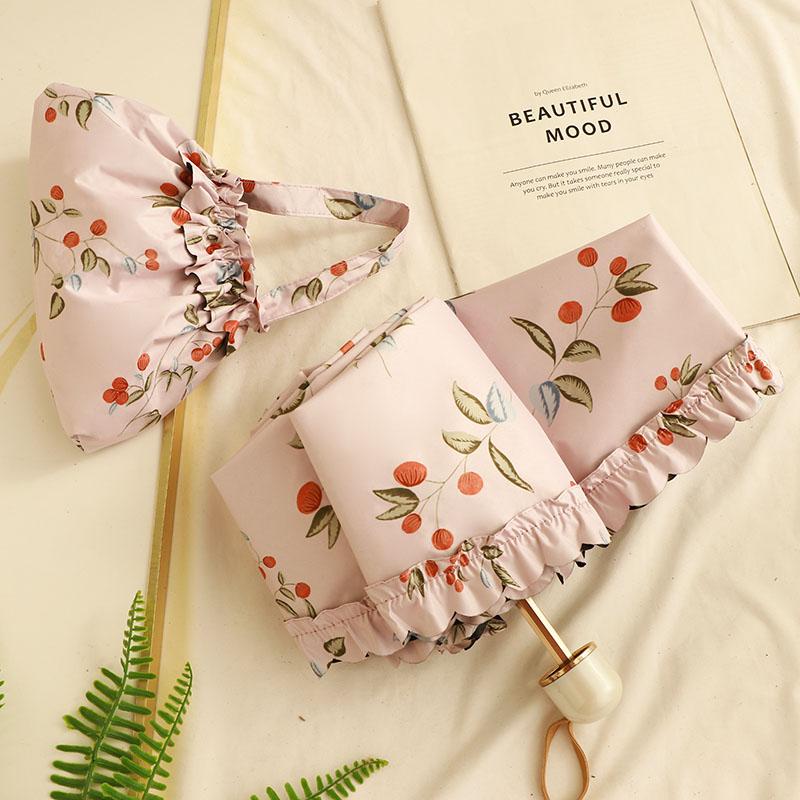 Portable  Fre Sle Five Umbrella Lace   Sunscreen Umbrella for Sunny And Rainy Days UV Protection Sunade