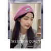 Knitted Woolen Hat for Women In Fall and Winter, Beret Style, Appliquéd Fabric Hat with Large Brim, Luxurious Style, Fashionable for Daily Wear.