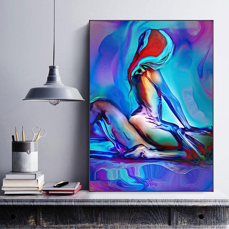 Modern Abstract Love Couple Canvas Wall Art - HD Printed Framed Painting for Living Room Bedroom, Contemporary Home Decor Gift