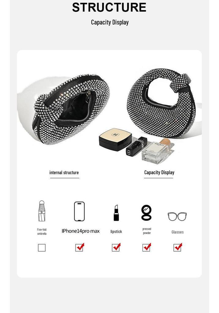 European & American Retro Rhinestone Evening Bag - Elegant Handheld or Shoulder Women's Accessory