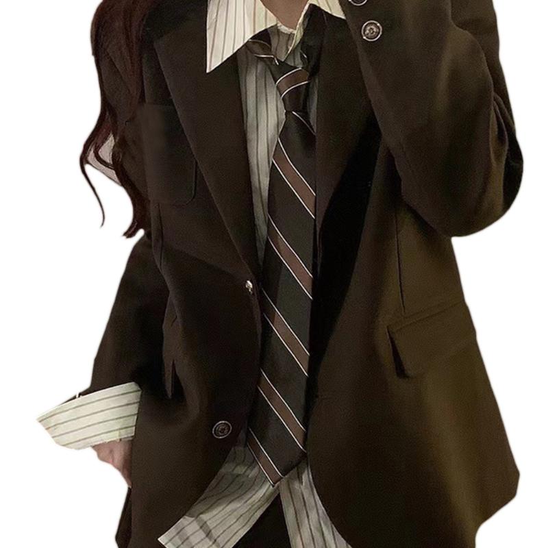 Lazy Tie Hand-tied Neckties Japanese Style Striped Collar Tie for School Shirt