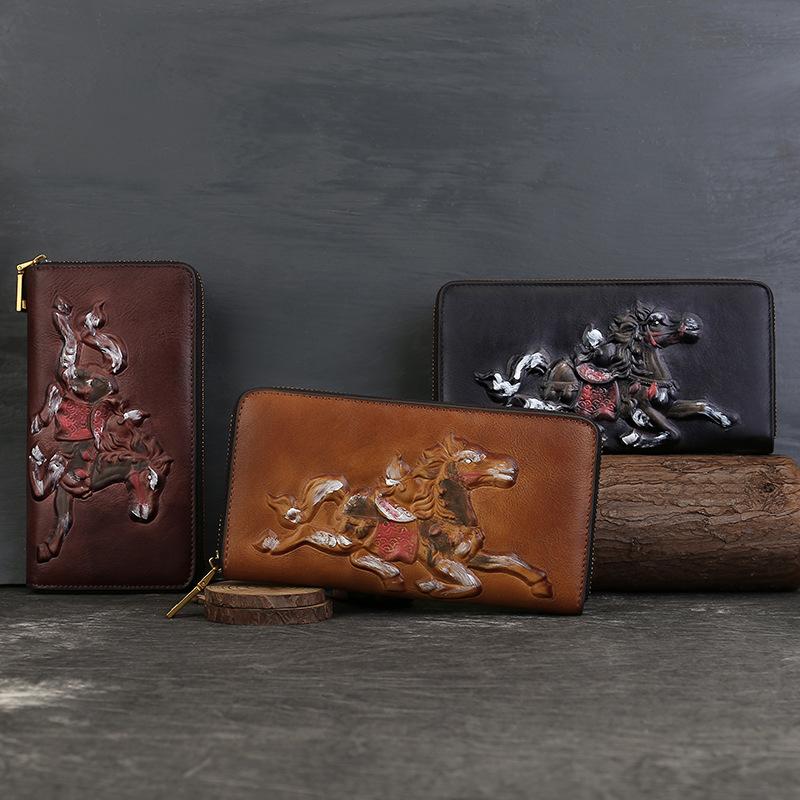 Leather Wallet, Retro Bag, Large-capacity, Multi-compartment Business Clutch