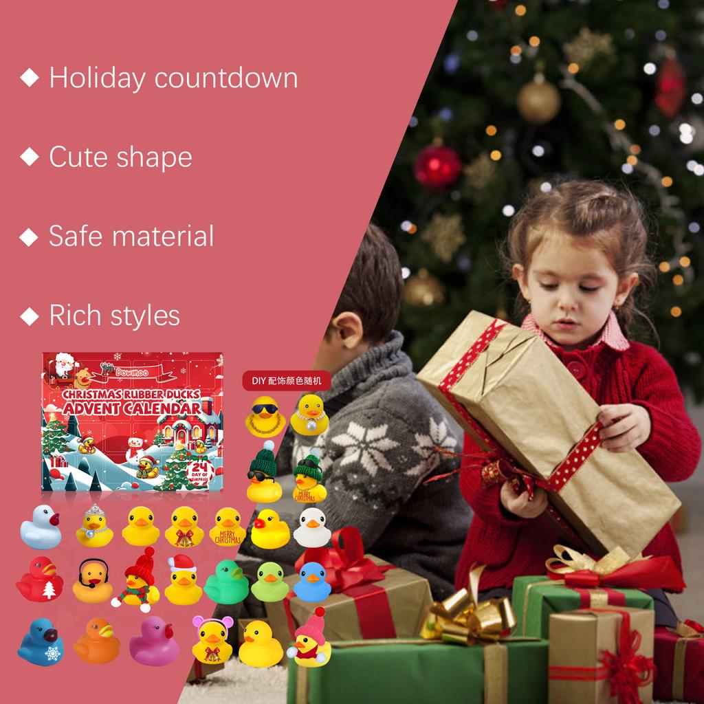 DOWMOO Christmas Advent Rubber Duck Blind Box Little Yellow Duck Christmas Cartoon Toy Children's Gift Blind Box