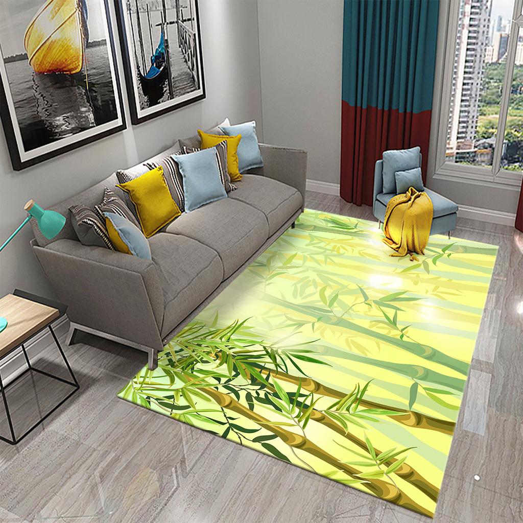 3D Green Bamboo Forest Bamboo Carpet for Bathroom Mat Plants Toilet Rugs Anti-Slip Mat Bedroom Living Room Floor Decor Carpets