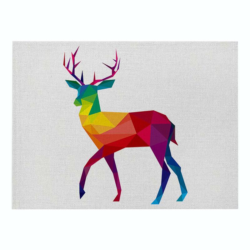 

Geometric Letters Kitchen Placemat Colored Cotton Linen Table Mats 40X30cm Abstract Pattern Waterproof Western Placemat Coasters 40X30cm