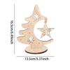 1pcWooden Christmas Tree Ornaments Hollow Christmas Tree Star Bell OrnamentsDIYPendant Desktop Display Party Gift