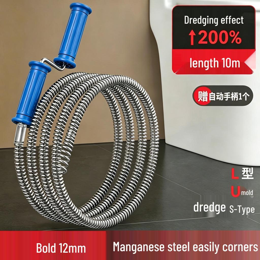 Hand-Cranked Drain Unclogger for Toilets and Kitchen Sinks