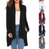 European and American Women's Knit Long Sleeve Solid Cardigan with Pockets - In Stock