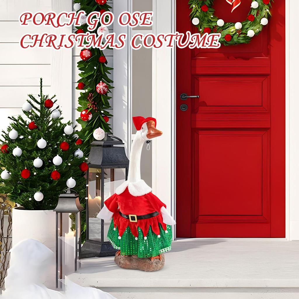 Porch Geese Clothes Funny Dress For Holiday Statue 23inch Christmas Geese Statue Outfit With Bow For Outdoor Yard Garden Party