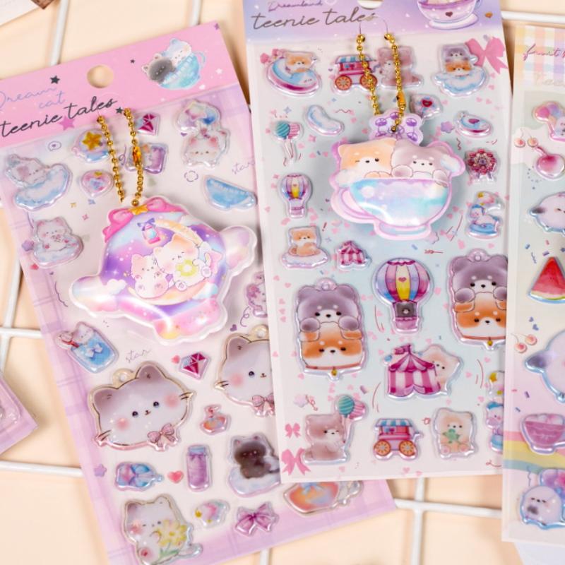 1/2 Sheets Scrapbooking Diy Journal Stationery Decals Fun Pinch Hanging Cartoon 3D Puffy Stickers Cute Decor School Supplies