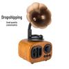 Customizable Retro Gramophone Bluetooth Speaker with Wood Grain Finish - Portable Mini Speaker Gift