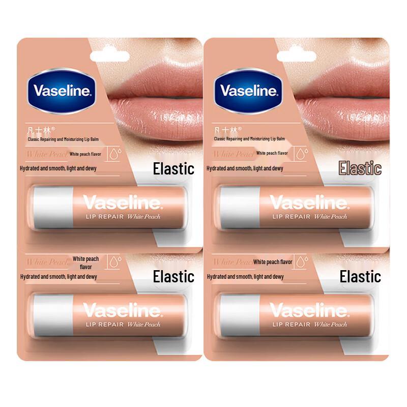 Vaseline Classic Repair Lip Balm - Sweet White Peach (4-Pack)